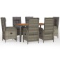vidaXL Set comedor jardín 7 pzas y cojines ratán sintético gris vidaXL Set comedor jardín 7 pzas y cojines ratán sintético gris