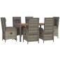 vidaXL Set comedor jardín 7 pzas y cojines ratán sintético gris vidaXL Set comedor jardín 7 pzas y cojines ratán sintético gris