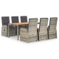 vidaXL Set comedor jardín 7 pzas y cojines ratán sintético gris vidaXL Set comedor jardín 7 pzas y cojines ratán sintético gris