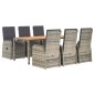 vidaXL Set comedor jardín 7 pzas y cojines ratán sintético gris vidaXL Set comedor jardín 7 pzas y cojines ratán sintético gris