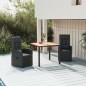 vidaXL Set comedor de jardín 3 pzas con cojines ratán sintético negro vidaXL Set comedor de jardín 3 pzas con cojines ratán sintético negro
