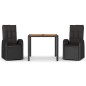 vidaXL Set comedor de jardín 3 pzas con cojines ratán sintético negro vidaXL Set comedor de jardín 3 pzas con cojines ratán sintético negro