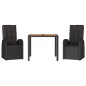 vidaXL Set comedor de jardín 3 pzas con cojines ratán sintético negro vidaXL Set comedor de jardín 3 pzas con cojines ratán sintético negro