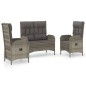 vidaXL Set comedor de jardín 3 piezas con cojines ratán sintético gris vidaXL Set comedor de jardín 3 piezas con cojines ratán sintético gris