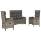vidaXL Set comedor de jardín 3 piezas con cojines ratán sintético gris vidaXL Set comedor de jardín 3 piezas con cojines ratán sintético gris