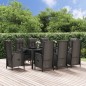 vidaXL Set comedor jardín 9 pzas y cojines ratán sintético negro gris vidaXL Set comedor jardín 9 pzas y cojines ratán sintético negro gris