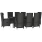 vidaXL Set comedor jardín 9 pzas y cojines ratán sintético negro gris vidaXL Set comedor jardín 9 pzas y cojines ratán sintético negro gris