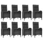 vidaXL Set comedor jardín 9 pzas y cojines ratán sintético negro gris vidaXL Set comedor jardín 9 pzas y cojines ratán sintético negro gris