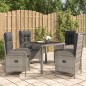 vidaXL Set comedor de jardín 5 piezas con cojines ratán sintético gris vidaXL Set comedor de jardín 5 piezas con cojines ratán sintético gris