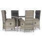 vidaXL Set comedor de jardín 5 piezas con cojines ratán sintético gris vidaXL Set comedor de jardín 5 piezas con cojines ratán sintético gris