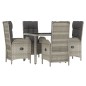 vidaXL Set comedor de jardín 5 piezas con cojines ratán sintético gris vidaXL Set comedor de jardín 5 piezas con cojines ratán sintético gris