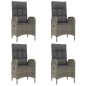 vidaXL Set comedor de jardín 5 piezas con cojines ratán sintético gris vidaXL Set comedor de jardín 5 piezas con cojines ratán sintético gris