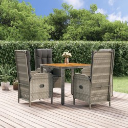 vidaXL Set comedor de jardín 5 piezas con cojines ratán sintético gris