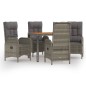 vidaXL Set comedor de jardín 5 piezas con cojines ratán sintético gris vidaXL Set comedor de jardín 5 piezas con cojines ratán sintético gris