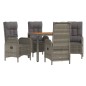 vidaXL Set comedor de jardín 5 piezas con cojines ratán sintético gris vidaXL Set comedor de jardín 5 piezas con cojines ratán sintético gris