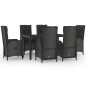 vidaXL Set de comedor de jardín 7 pzas y cojines ratán sintético negro vidaXL Set de comedor de jardín 7 pzas y cojines ratán sintético negro