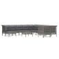 vidaXL Set de muebles de jardín 11 pzas y cojines ratán sintético gris