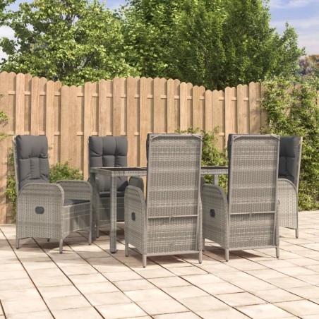 vidaXL Set comedor jardín 7 pzas y cojines ratán sintético gris