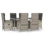 vidaXL Set comedor jardín 7 pzas y cojines ratán sintético gris