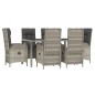 vidaXL Set comedor jardín 7 pzas y cojines ratán sintético gris