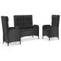 vidaXL Set comedor de jardín 3 pzas con cojines ratán sintético negro vidaXL Set comedor de jardín 3 pzas con cojines ratán sintético negro