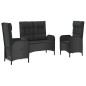 vidaXL Set comedor de jardín 3 pzas con cojines ratán sintético negro vidaXL Set comedor de jardín 3 pzas con cojines ratán sintético negro