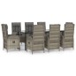vidaXL Set comedor jardín 9 pzas y cojines ratán sintético negro gris vidaXL Set comedor jardín 9 pzas y cojines ratán sintético negro gris