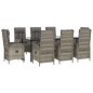 vidaXL Set comedor jardín 9 pzas y cojines ratán sintético negro gris vidaXL Set comedor jardín 9 pzas y cojines ratán sintético negro gris