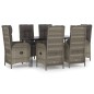 vidaXL Set comedor jardín 7 pzas y cojines ratán sintético negro gris vidaXL Set comedor jardín 7 pzas y cojines ratán sintético negro gris