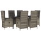 vidaXL Set comedor jardín 7 pzas y cojines ratán sintético negro gris vidaXL Set comedor jardín 7 pzas y cojines ratán sintético negro gris