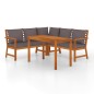 vidaXL Juego comedor de jardín 4 pzas con cojines madera maciza acacia