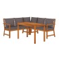 vidaXL Juego comedor de jardín 4 pzas con cojines madera maciza acacia