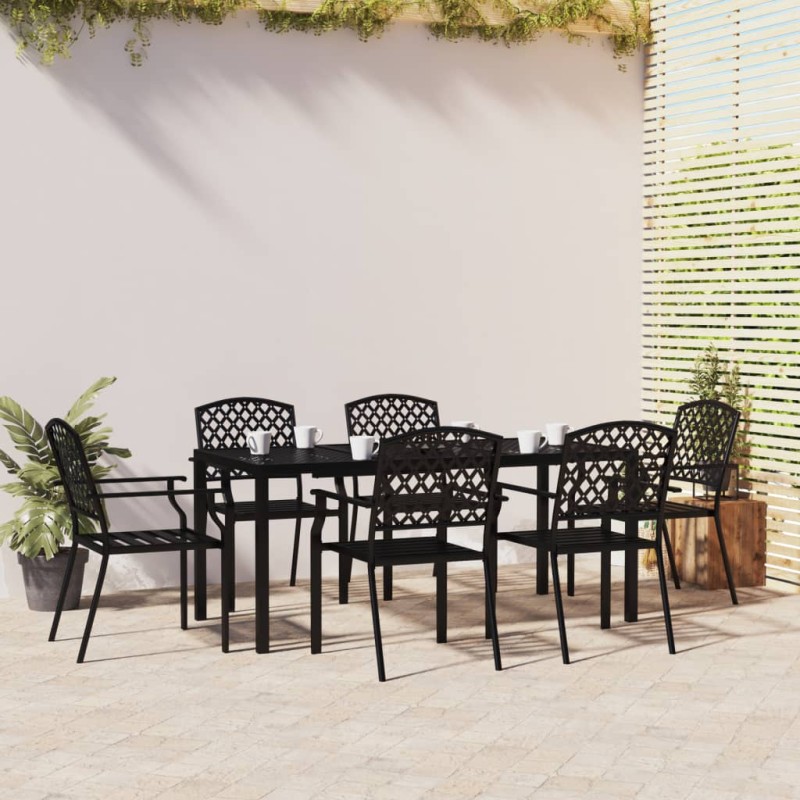 vidaXL Juego de comedor de jardín 7 piezas acero gris antracita vidaXL Juego de comedor de jardín 7 piezas acero gris antracita