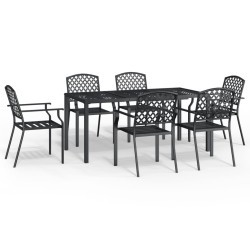 vidaXL Juego de comedor de jardín 7 piezas acero gris antracita
