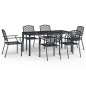 vidaXL Juego de comedor de jardín 7 piezas acero gris antracita vidaXL Juego de comedor de jardín 7 piezas acero gris antracita