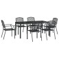 vidaXL Juego de comedor de jardín 7 piezas acero gris antracita vidaXL Juego de comedor de jardín 7 piezas acero gris antracita