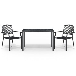 vidaXL Juego de comedor de jardín 3 piezas acero gris antracita