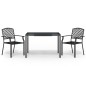 vidaXL Juego de comedor de jardín 3 piezas acero gris antracita