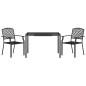 vidaXL Juego de comedor de jardín 3 piezas acero gris antracita