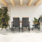 vidaXL Juego de comedor para jardín 7 piezas aluminio negro y marrón vidaXL Juego de comedor para jardín 7 piezas aluminio negro y marrón