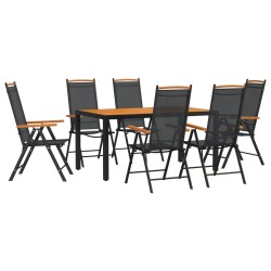 vidaXL Juego de comedor para jardín 7 piezas aluminio negro y marrón 