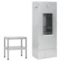 vidaXL Horno ahumador de barbacoa con mesa acero galvanizado vidaXL Horno ahumador de barbacoa con mesa acero galvanizado