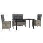 vidaXL Juego de comedor de jardín 4 piezas con cojines ratán PE gris