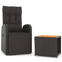 vidaXL Juego muebles jardín 2 pzas madera acacia ratán sintético negro