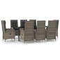 vidaXL Set comedor jardín 9 pzas y cojines ratán sintético negro gris