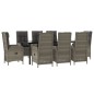 vidaXL Set comedor jardín 9 pzas y cojines ratán sintético negro gris