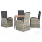 vidaXL Set comedor de jardín 5 piezas con cojines ratán sintético gris vidaXL Set comedor de jardín 5 piezas con cojines ratán sintético gris