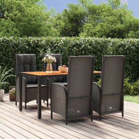 vidaXL Set de muebles jardín 5 pzas con cojines ratán sintético negro