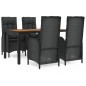 vidaXL Set de muebles jardín 5 pzas con cojines ratán sintético negro vidaXL Set de muebles jardín 5 pzas con cojines ratán sintético negro