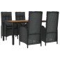 vidaXL Set de muebles jardín 5 pzas con cojines ratán sintético negro vidaXL Set de muebles jardín 5 pzas con cojines ratán sintético negro